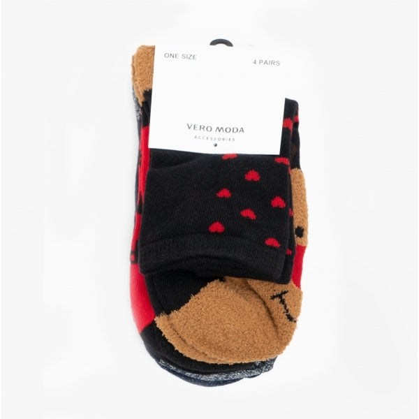 HOHO Womens Cotton Mix 4 Pack Christmas Socks Multi: ONE SIZE