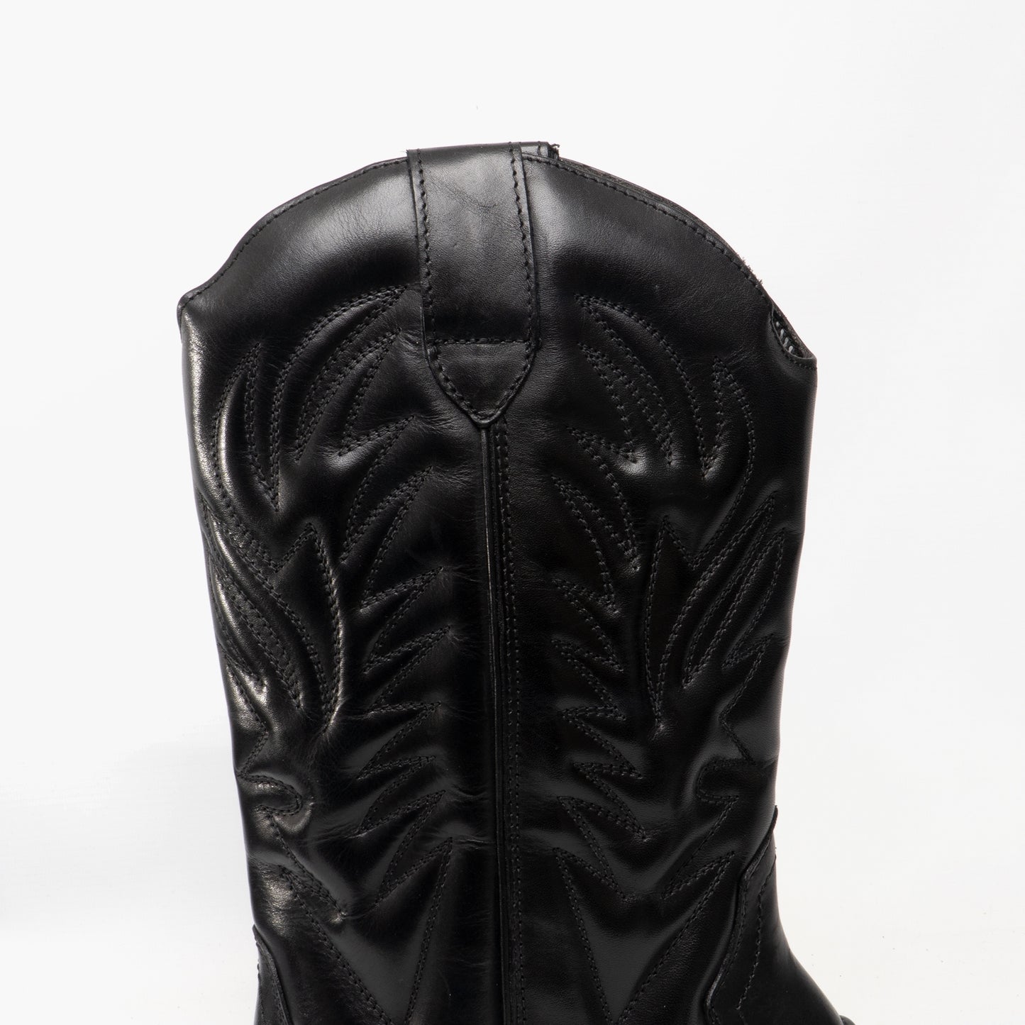 Woodland KANSAS Mens Calf Length Leather Cowboy Boots Black