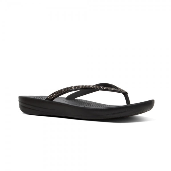IQUSHION SPARKLE Womens Flip Flops Black