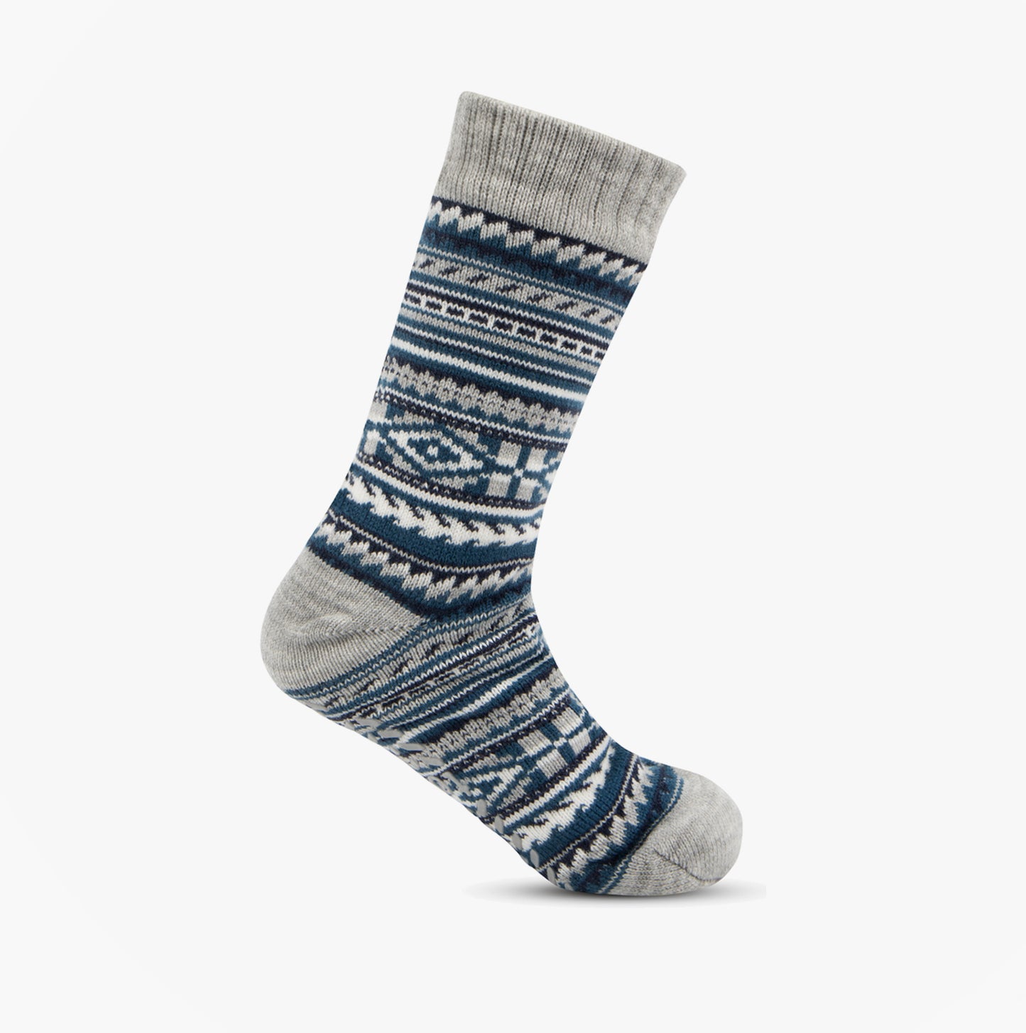 Totes Toasties 3377 SHERPA LINE FAIR ISLE SLIPPER SOCKS Mens Slipper Socks Blue Fair isle