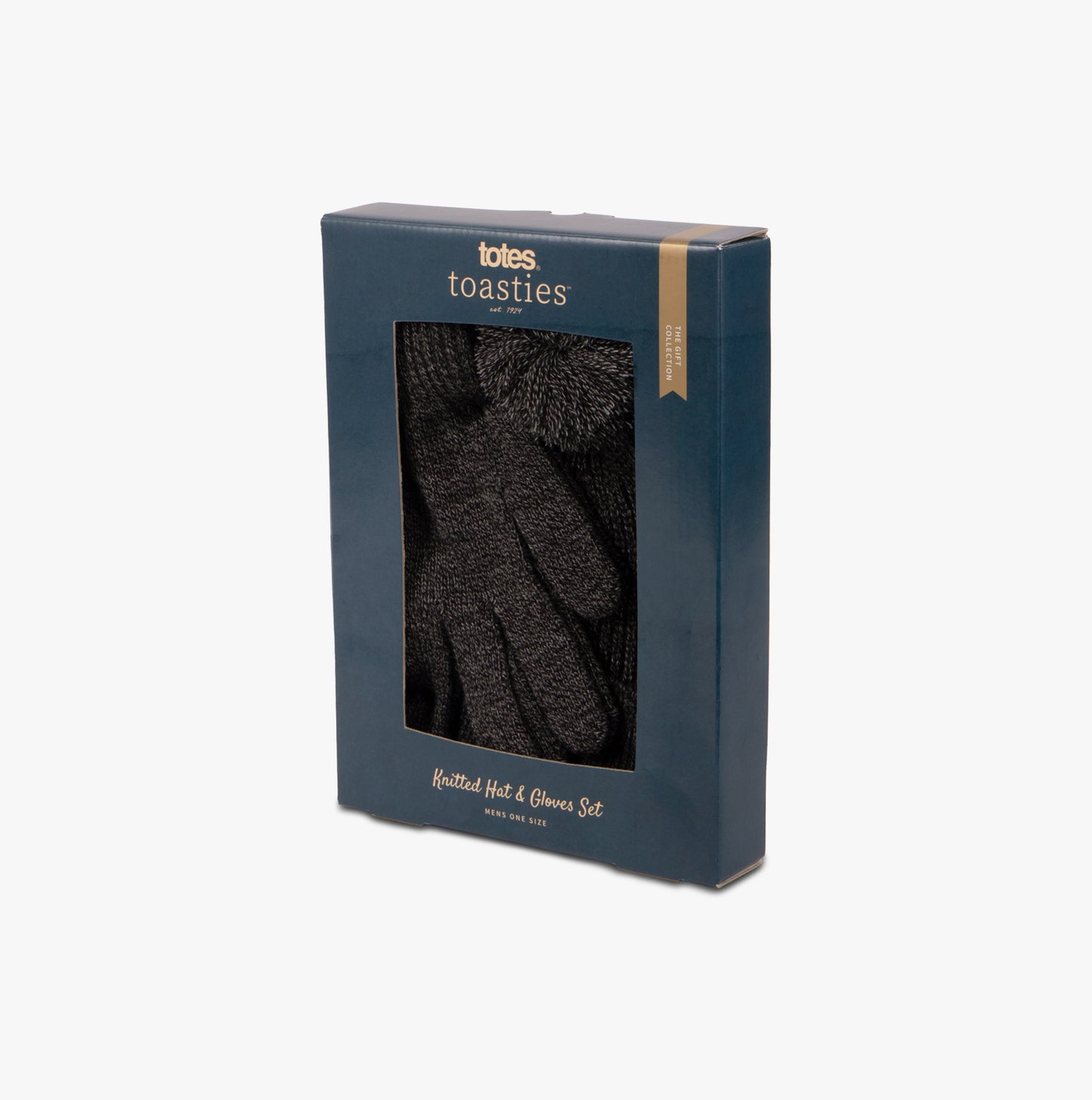 Hat & Glove Set Mens Black / Grey