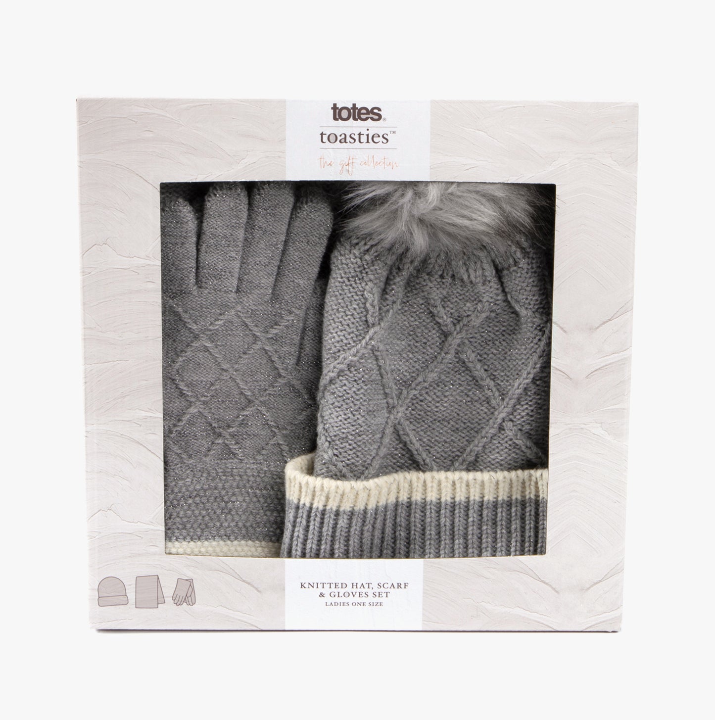 Hat Scarf & Glove Set Womens Grey