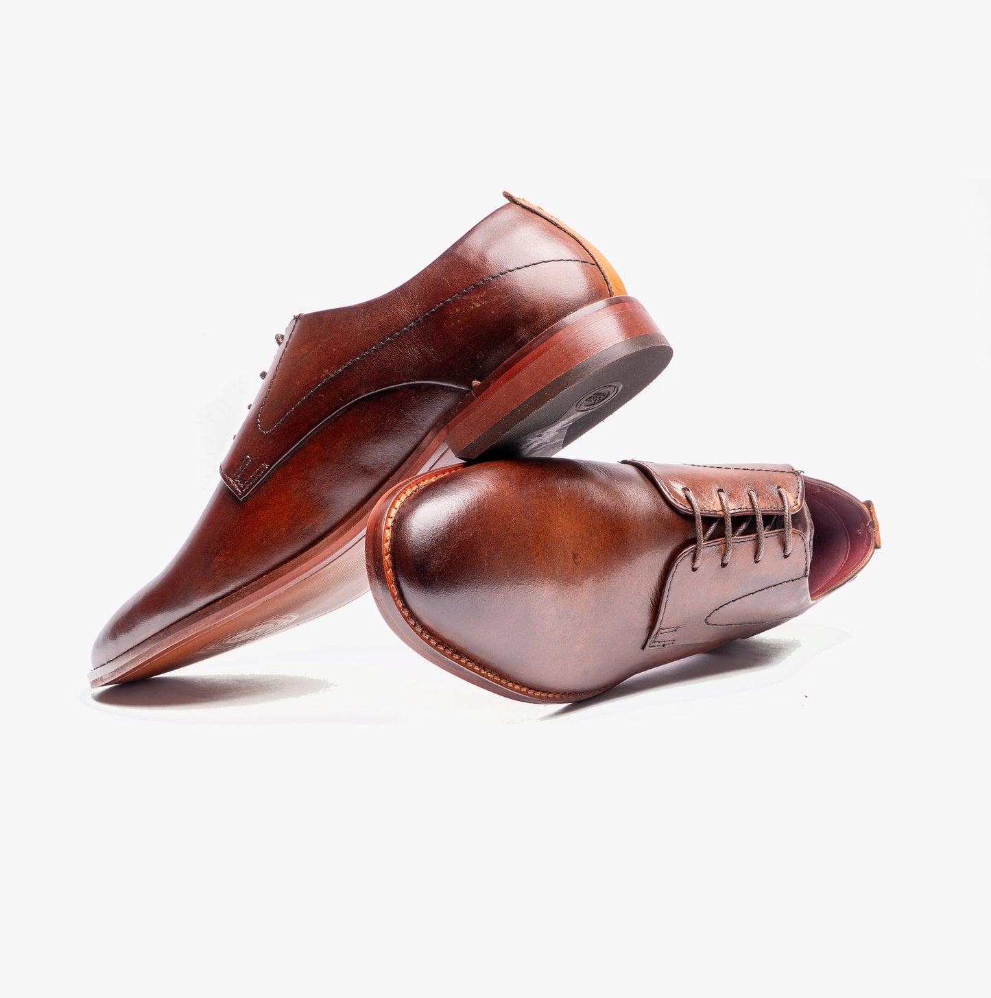 SCRIPT Mens Leather Derby Shoes Brown