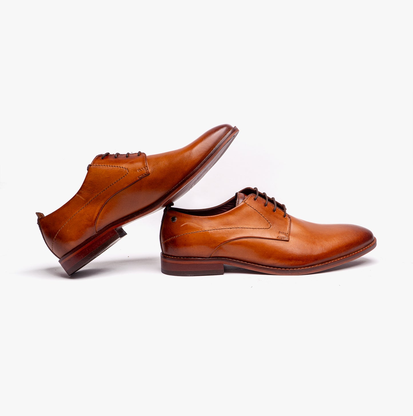 SCRIPT Mens Leather Derby Shoes Tan
