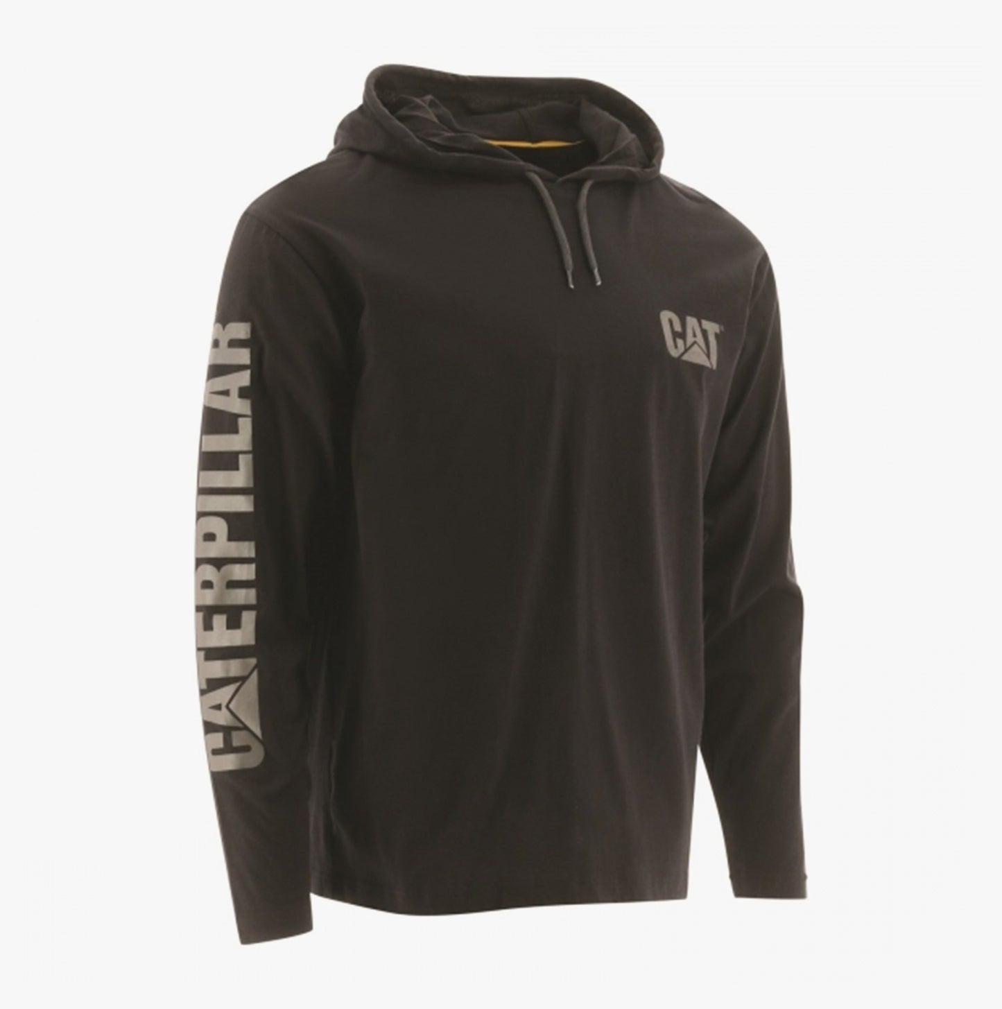 CAT 1510425 Mens Cotton Hooded Long Sleeve T-Shirt Black