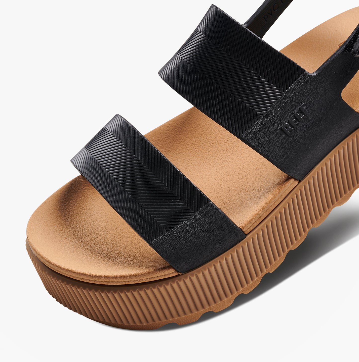 Reef WATER VISTA HIGHER Womens Platform Sandals Black/Tan