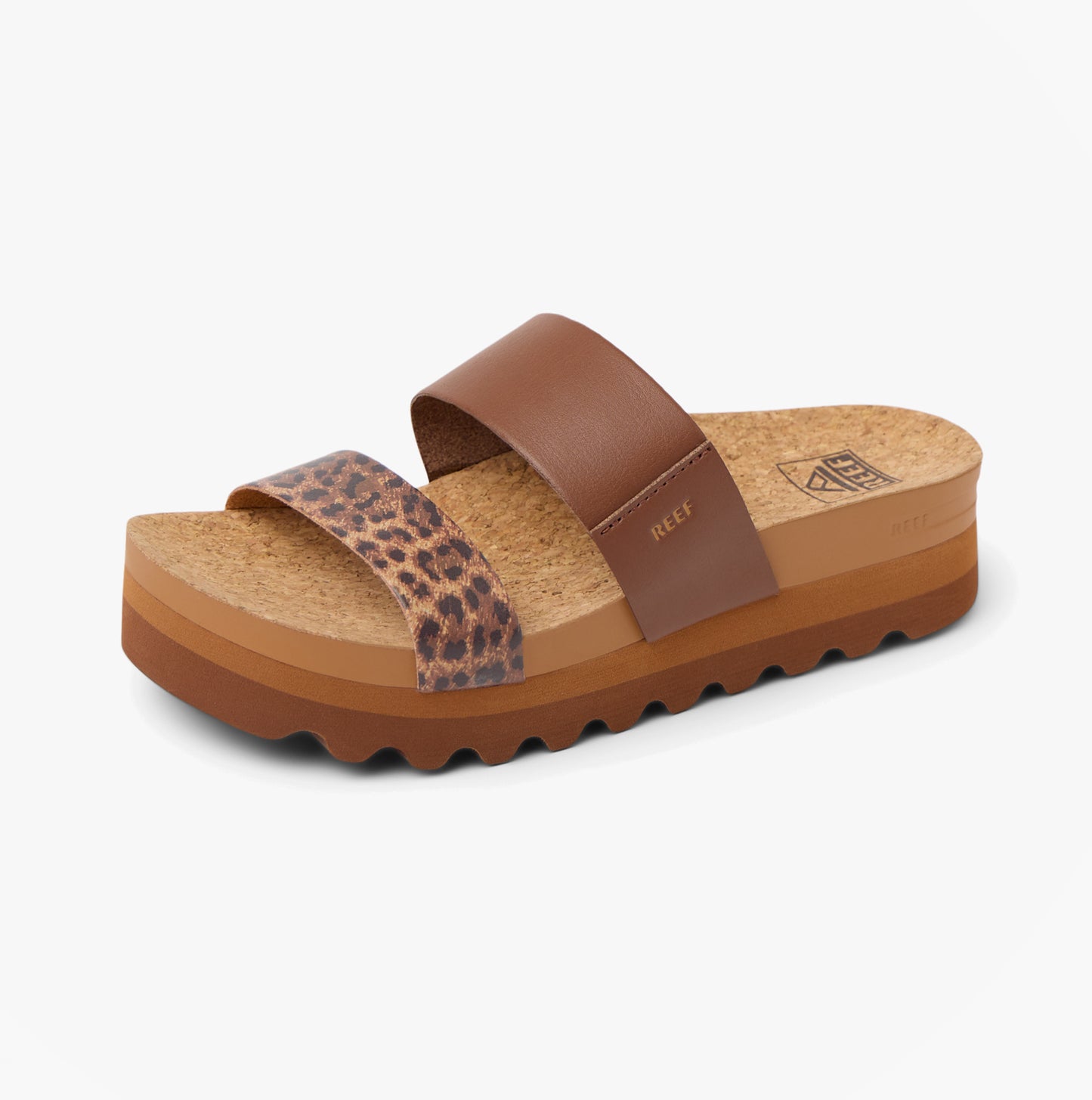 Reef CUSHION VISTA Womens Platform Sandals Brown/Leopard