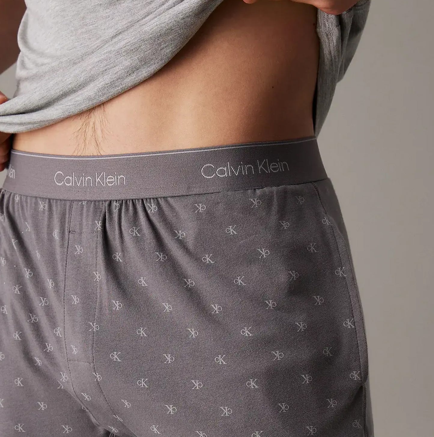Calvin Klein ICON COTTON STRETCH Mens Lounge Shorts Diamond Logo/Smoked Pearl