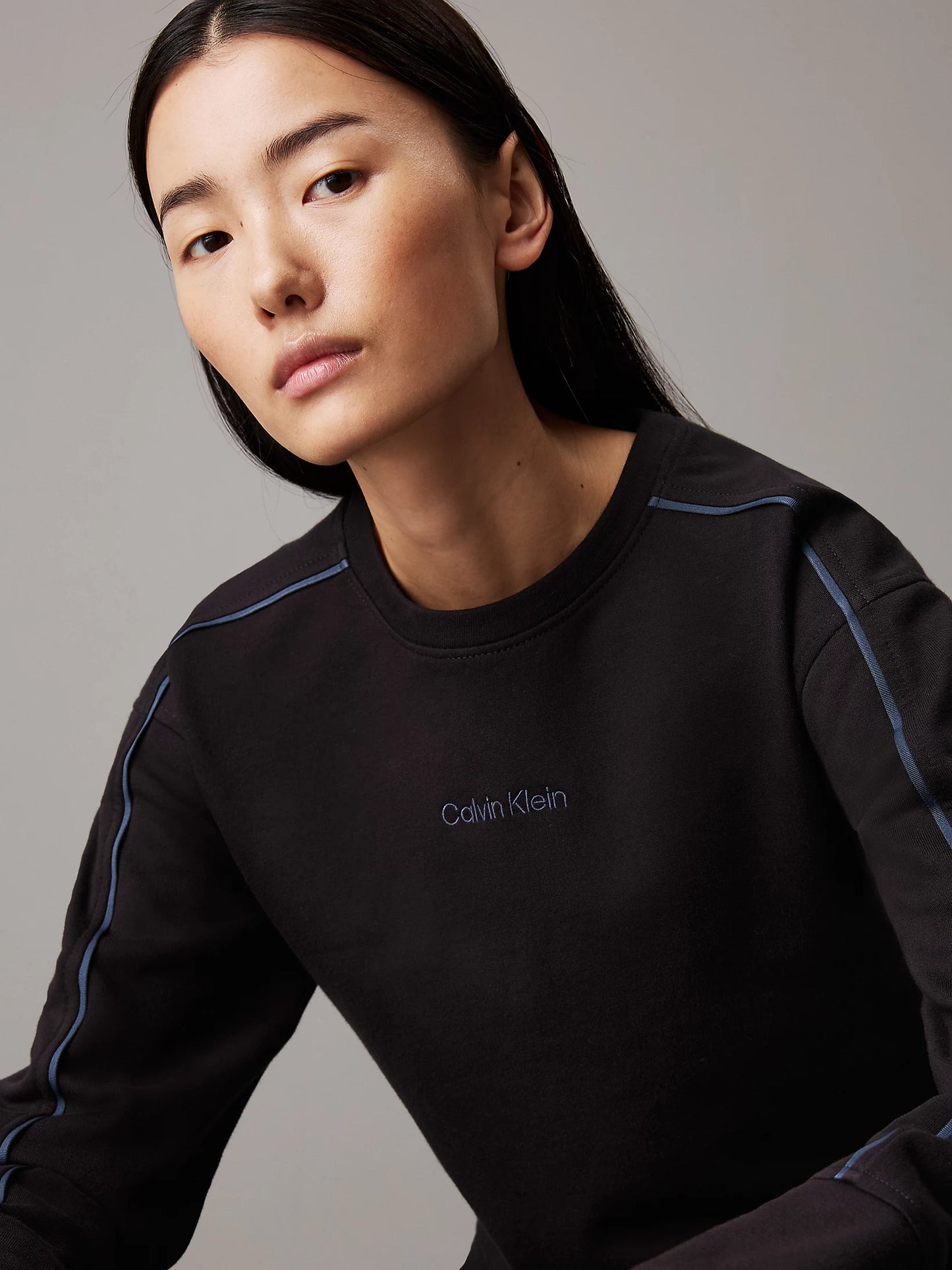 Calvin Klein COTTON FLEECE Womens Crew Pullover Black