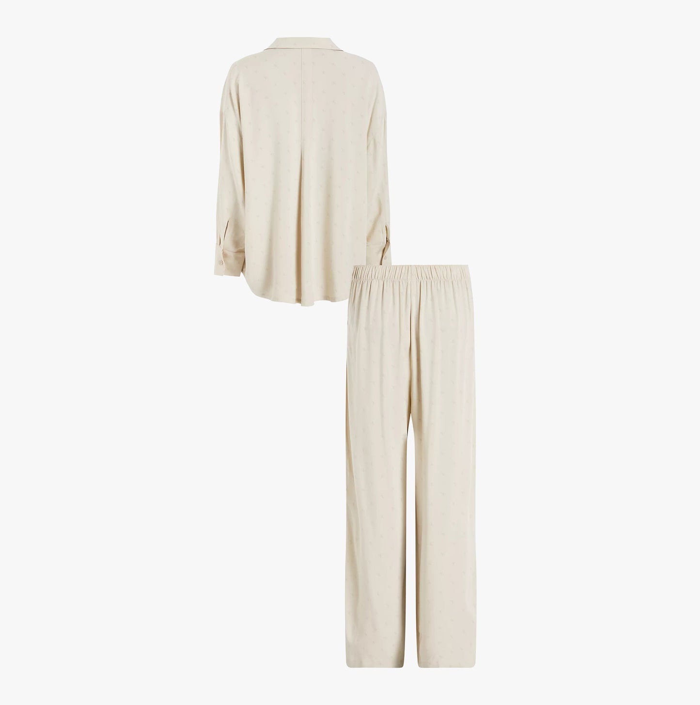 Calvin Klein WOVEN VISCOSE Womens Button Down Pants Set Diamond Logo/Cocoon