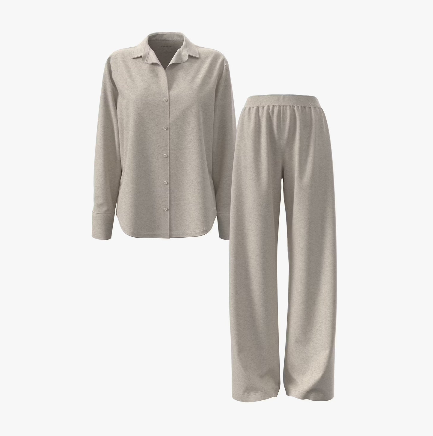Calvin Klein BRUSHED INTERLOCK Womens Lounge Set Oatmeal Heather