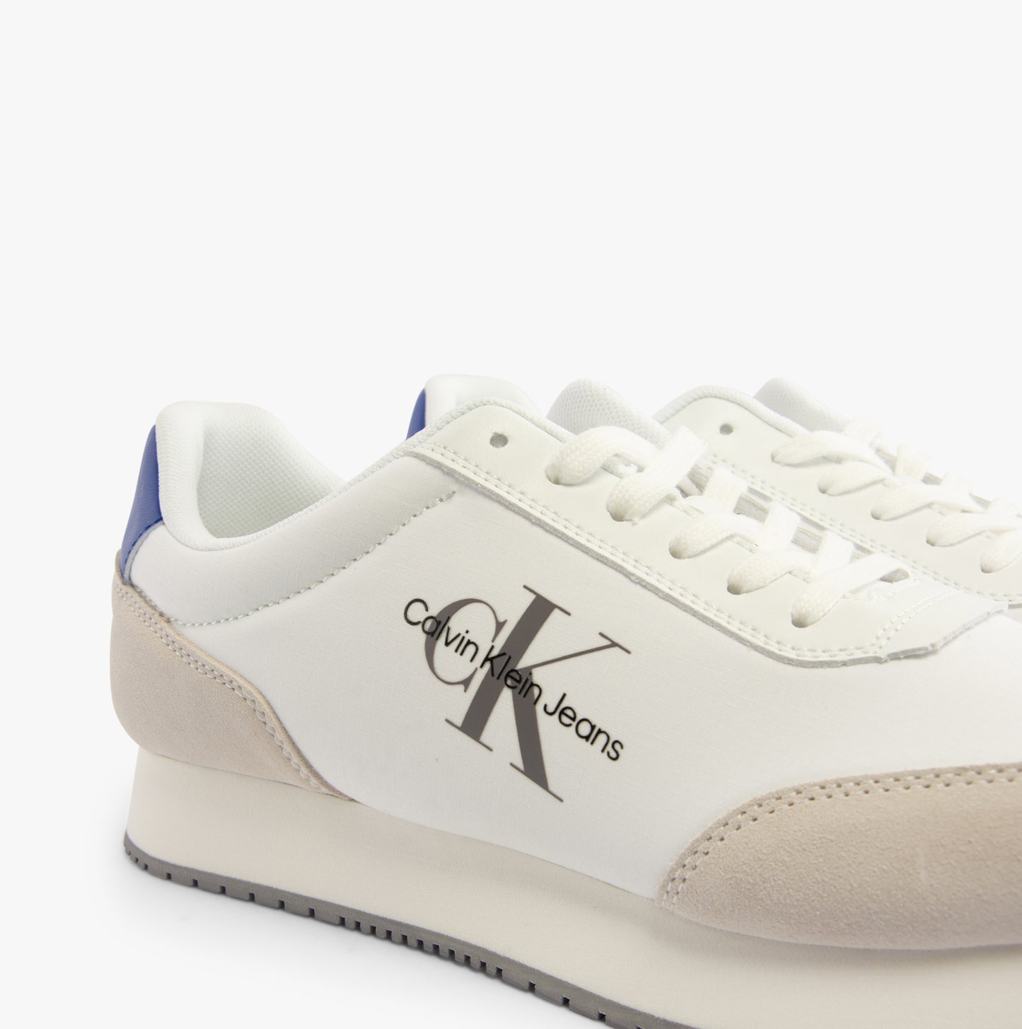 Calvin Klein RETRO RUNNER LOW MIX Mens Trainers Bright White/Sapphire Blue