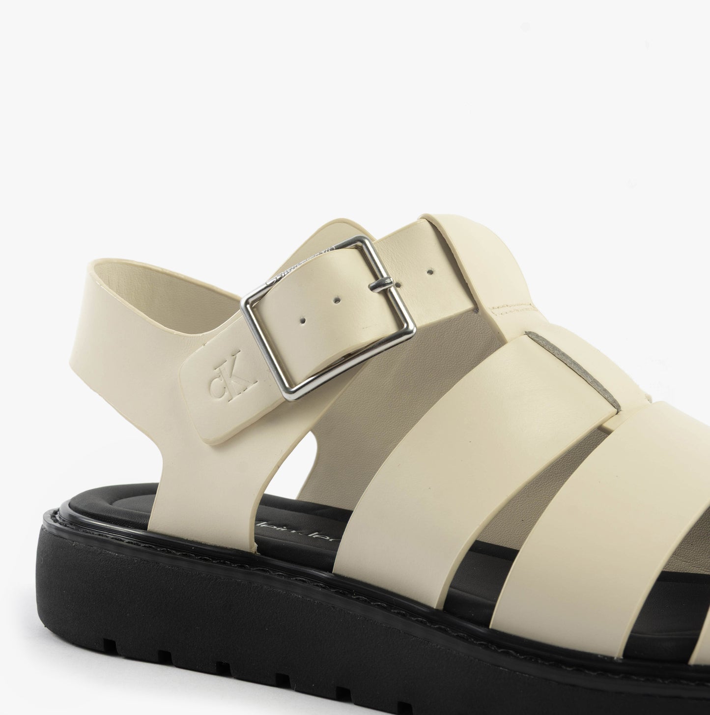 Calvin Klein LEATHER FISHERMAN Womens Sandals Turtle Dove/Black