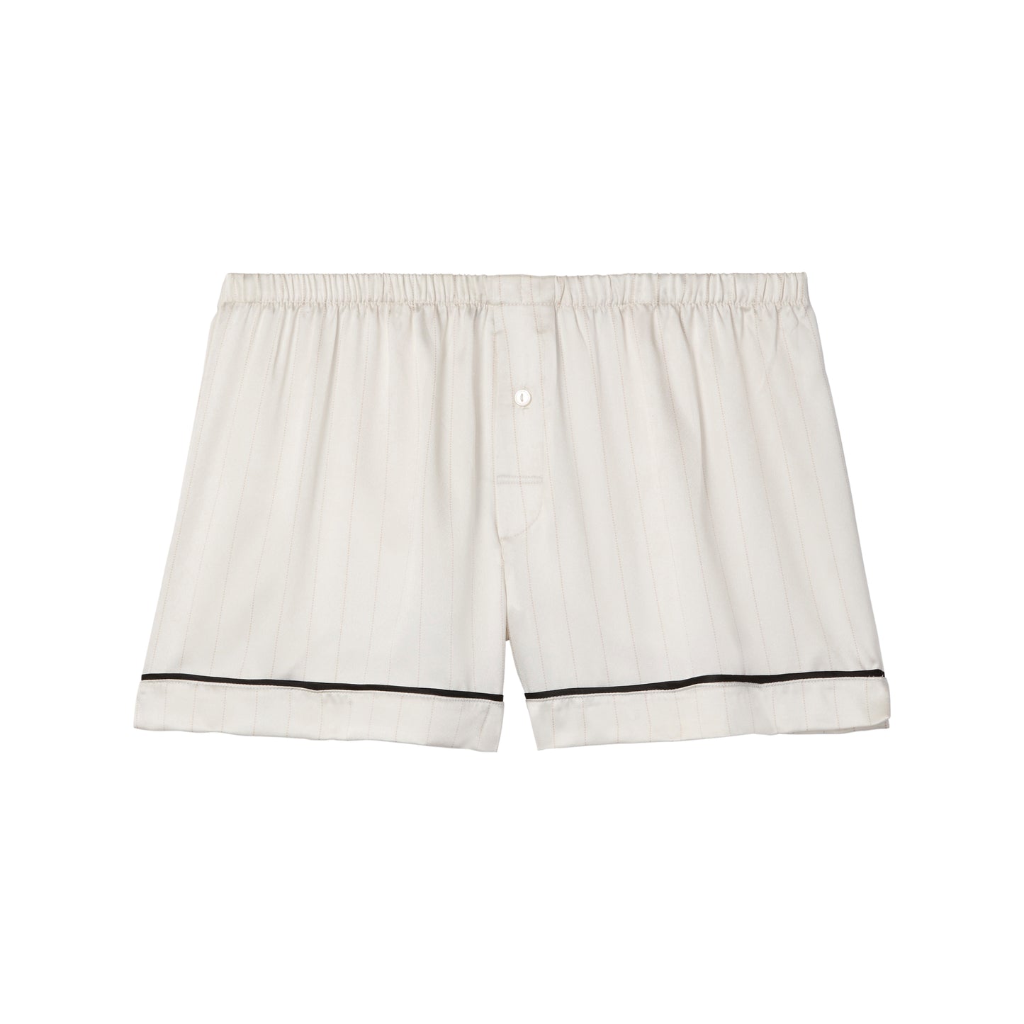 Calvin Klein SATIN SHORT Womens Shorts Dotted Logo Pinstripe Ivory
