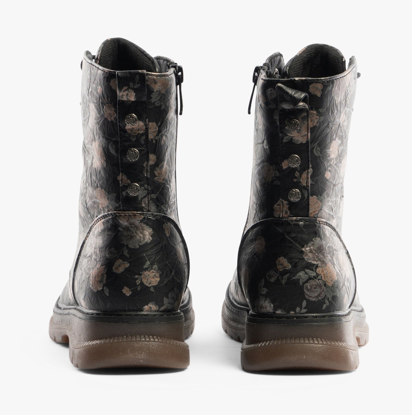 Cipriata ANNETTA Womens Lace-Up Floral Boots Black/Bronze/Floral
