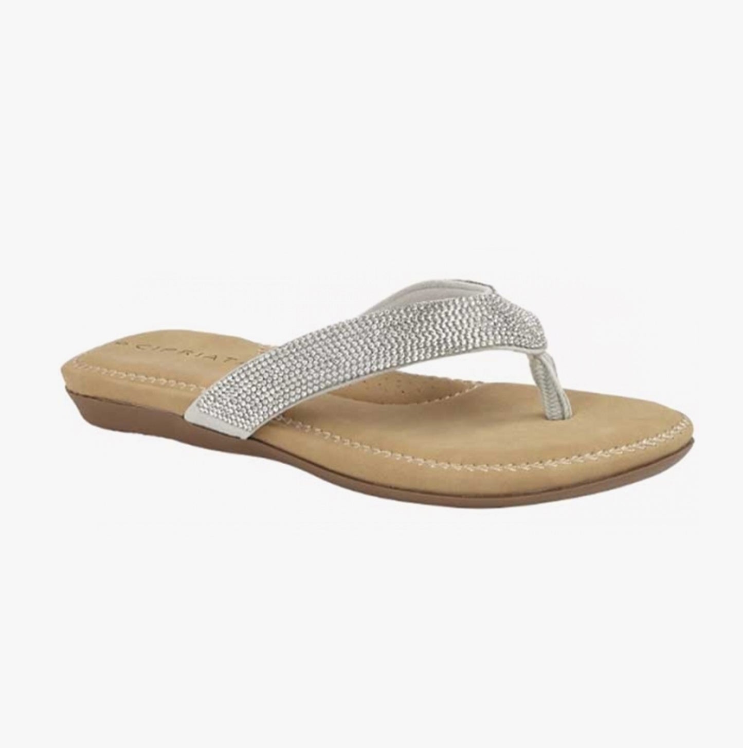 Cipriata ALCEE Womens Diamante Toe Post Sandals Silver