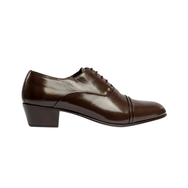 Club Cubano CORDOBA Mens Soft Leather Lace-Up Cuban Heel Oxford Shoes Dark Brown