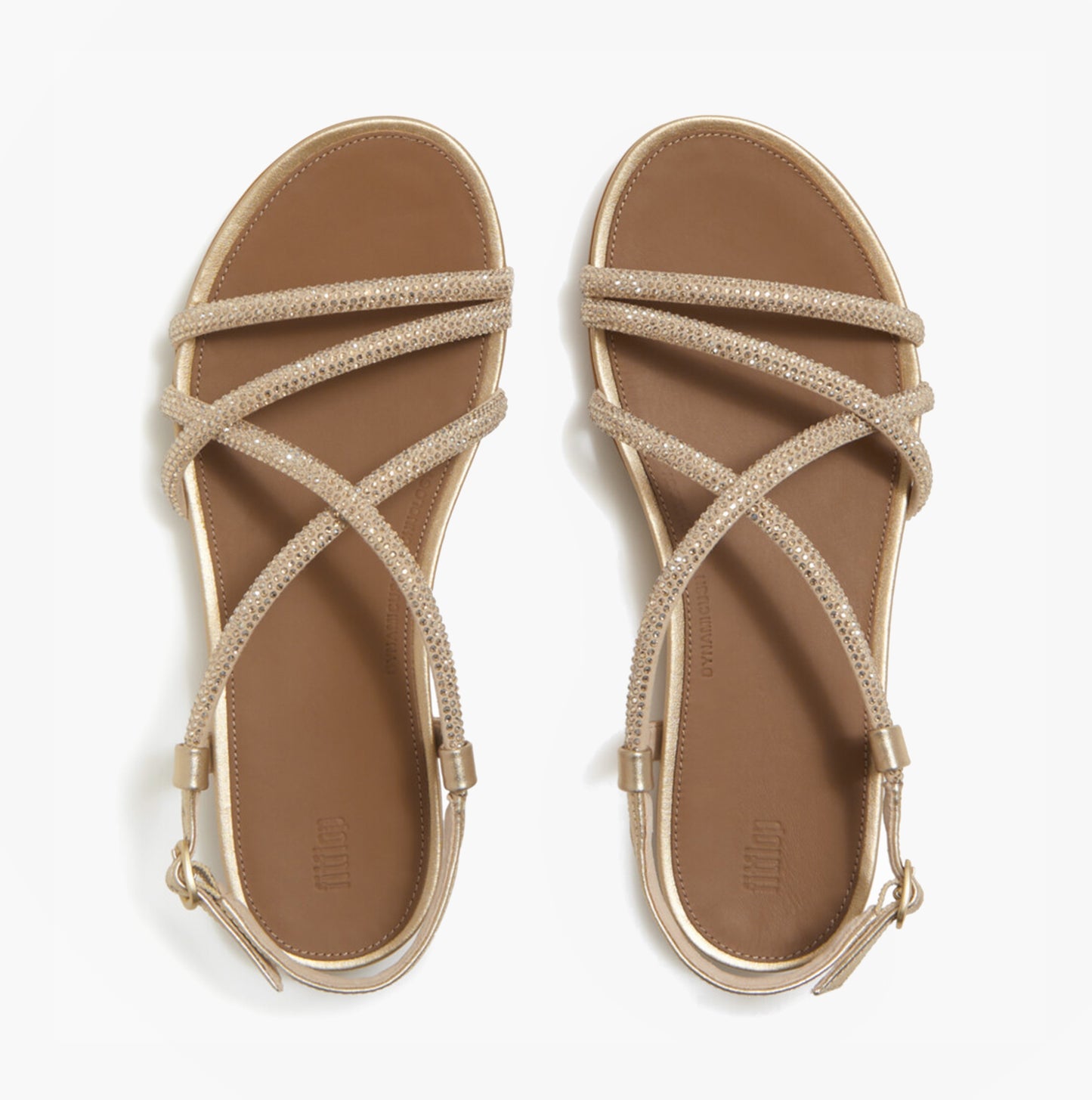 FitFlop GRACIE CRYSTAL Womens Cross Strap Sandals Platino