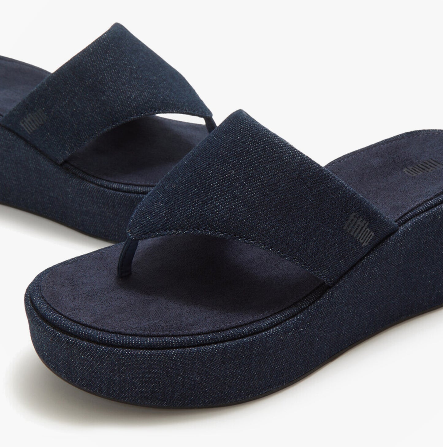 FitFlop PLATFFORMS DENIM Womens Toe-Post Sandals Dark Denim