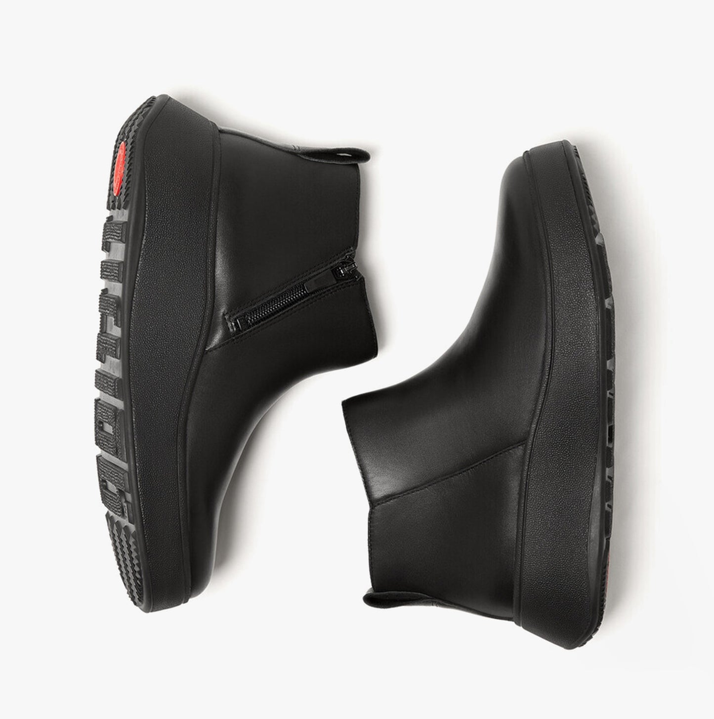 F-MODE FLATFORM Womens Zip Ankle Boots All Black