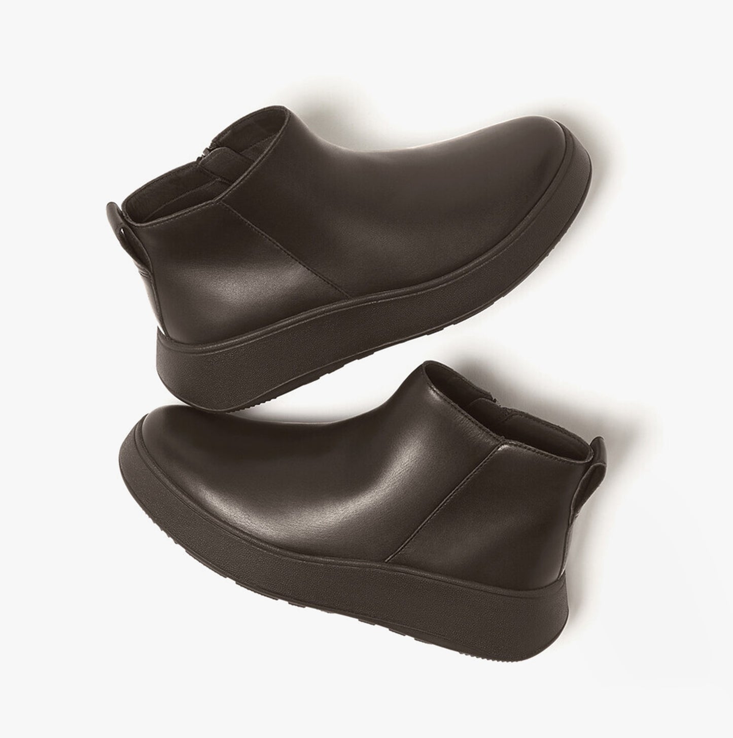 F-MODE FLATFORM Womens Zip Ankle Boots Chocolate Brown