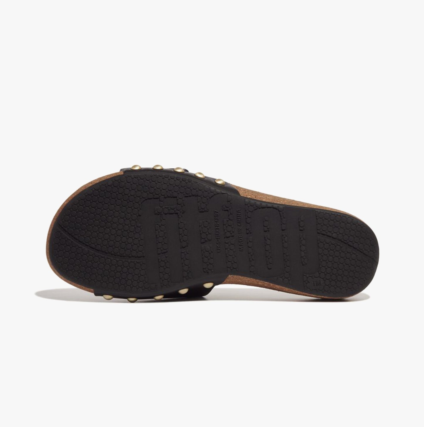 iQUSHION ADJUSTABLE BUCKLE LEATHER Womens Slides Black