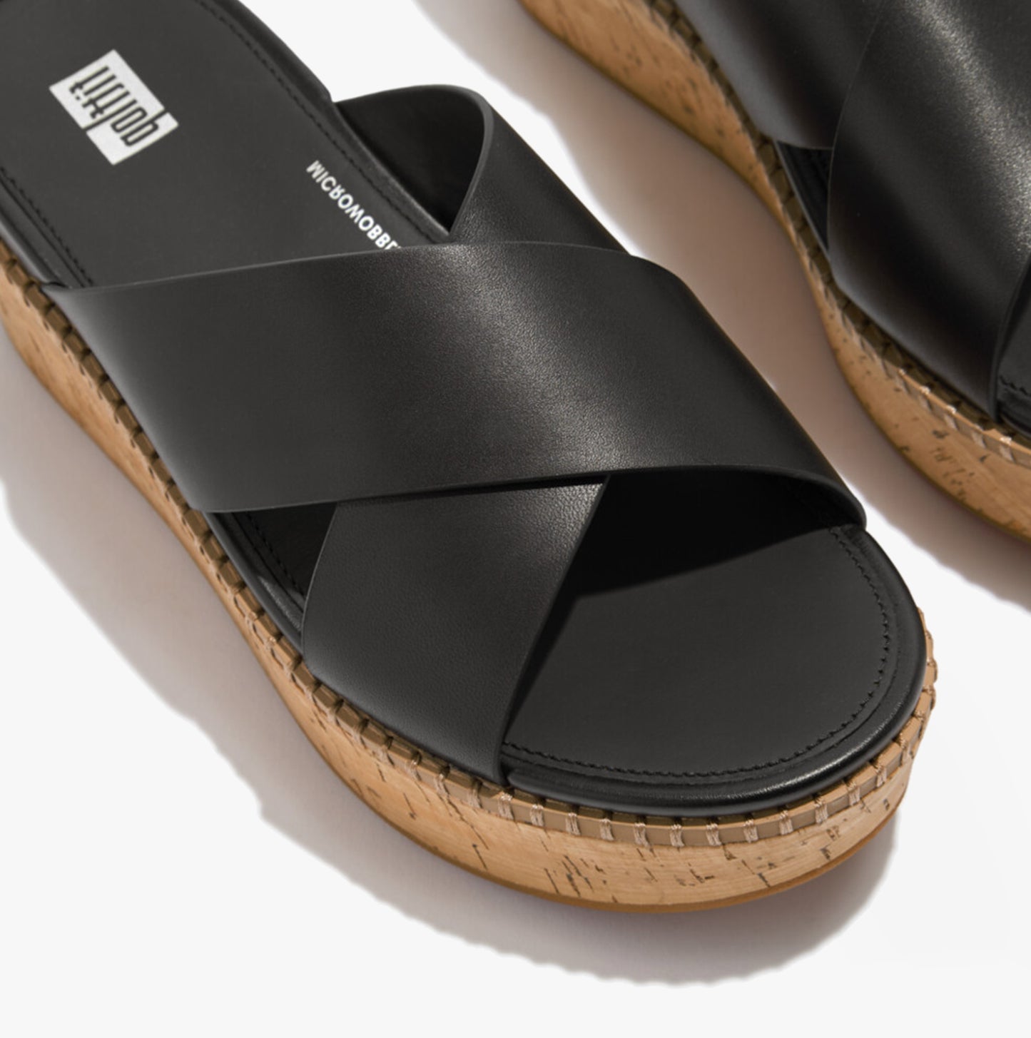ELOISE LEATHER Womens Cross Slides Black