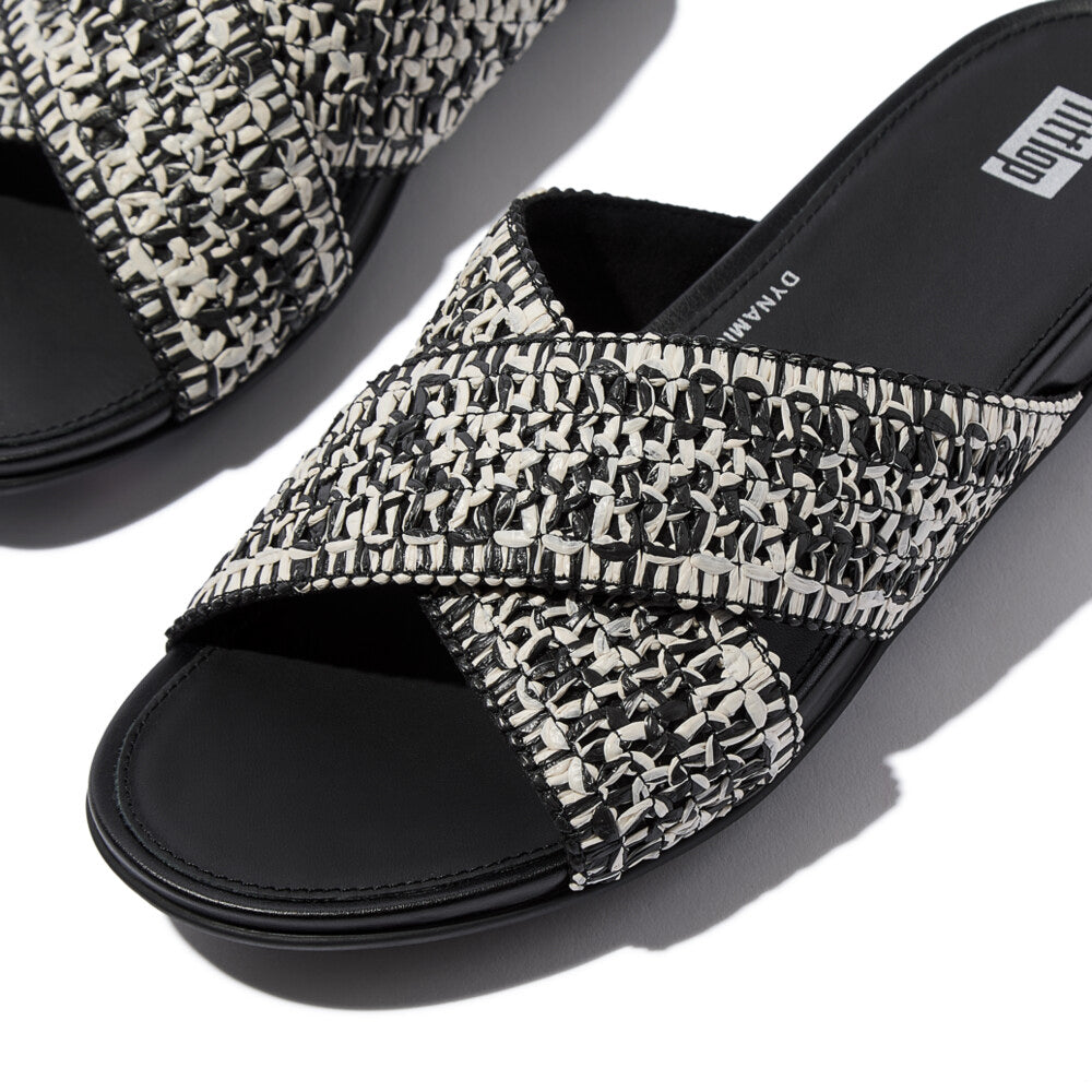 GRACIE WOVEN Womens Slides Black/Ivory Mix