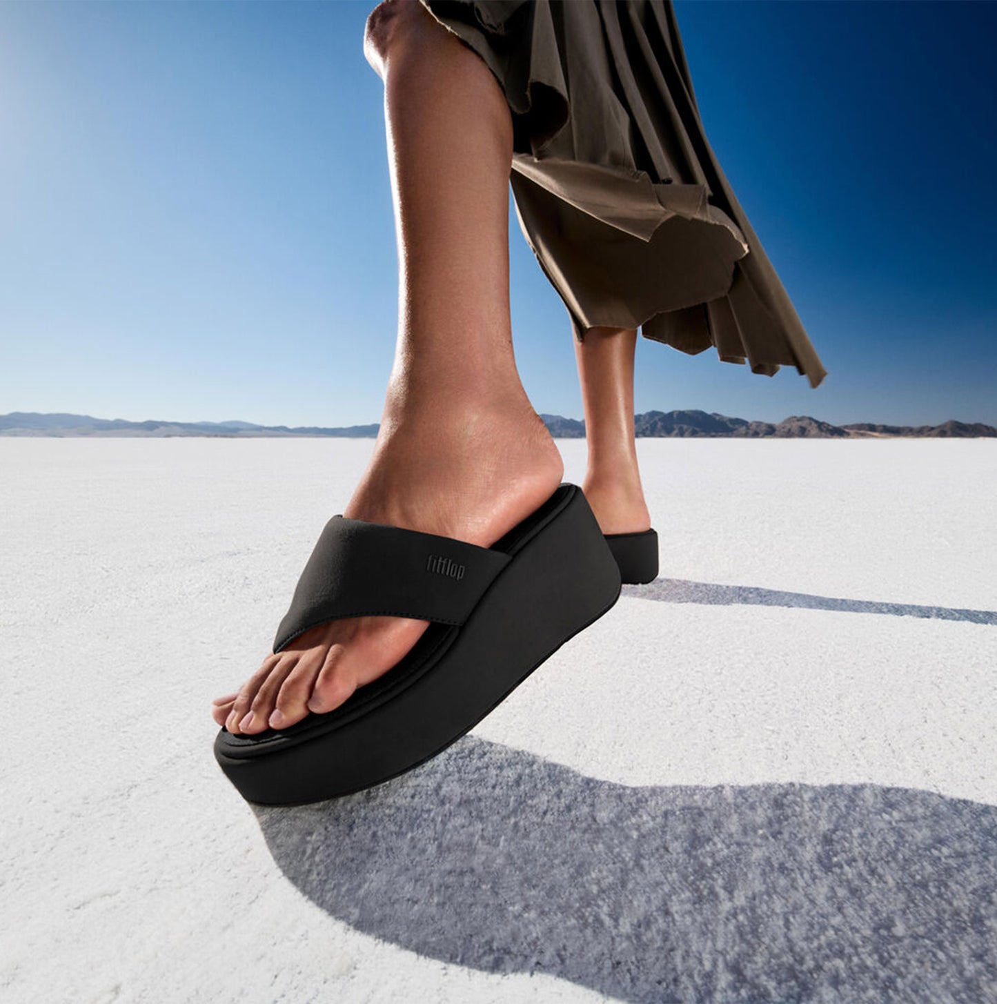 PLATFFORMS WEDGE Womens Toe Post Sandals All Black