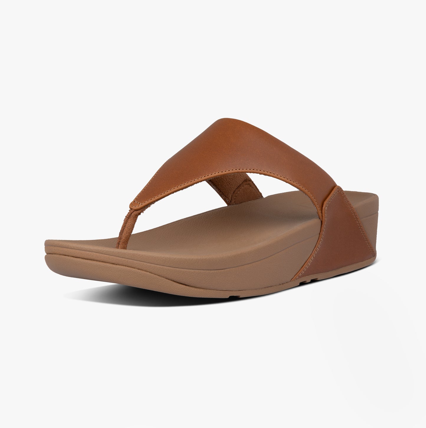 LULU Womens Leather Toe Post Sandals Light Tan