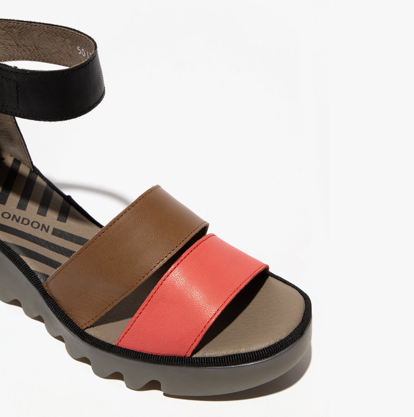 Fly London BONO290FLY Womens Wedge Sandals Raspberry/Ground/Black