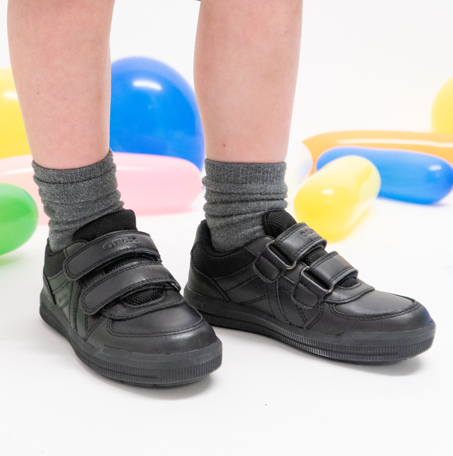 ARZACH Boys Touch Fasten School Shoes Black