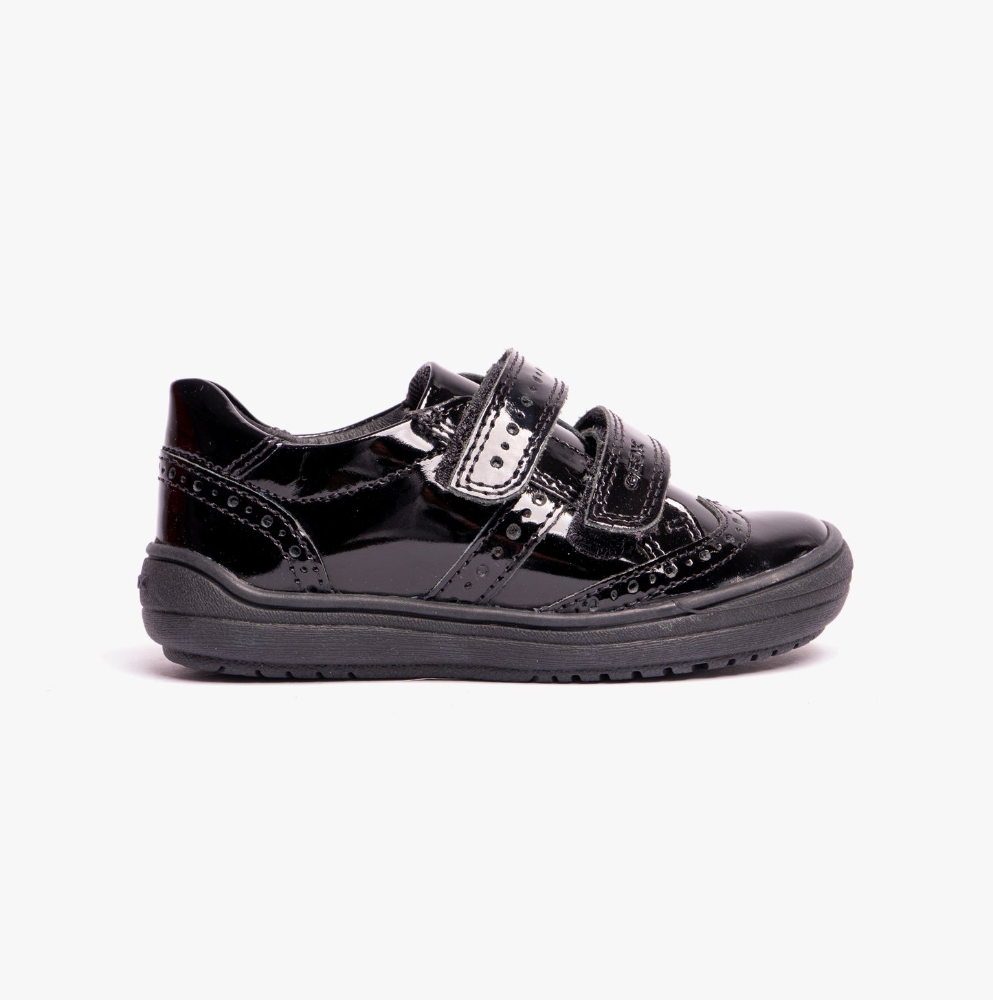 HADRIEL G G Girls Leather Touch Fasten School Shoes Patent Black
