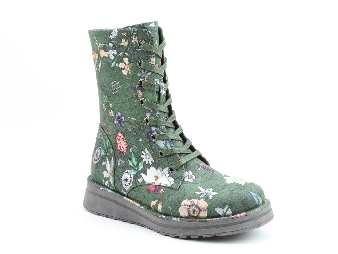 Heavenly Feet MARTINA4 PRINT FANTASY Womens Combat Boots Forest
