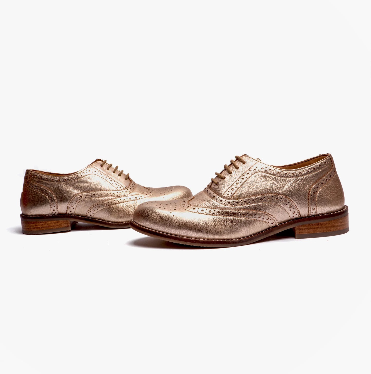 Hush Puppies NATALIE Womens Leather Brogue Shoes Gold
