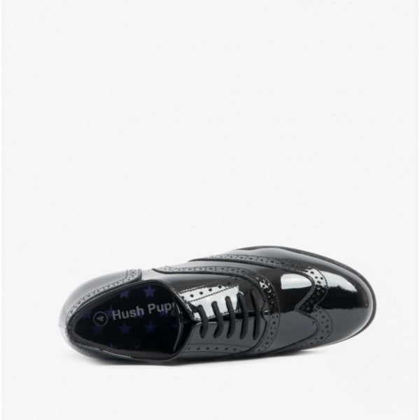 Hush Puppies KADA Girls School Shoes Black Patent