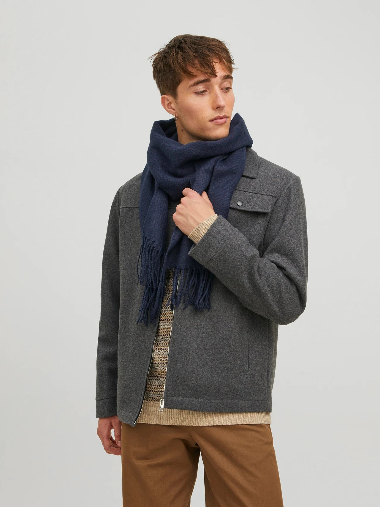 Jack & Jones SOLID WOVEN Mens Scarf Navy Blazer
