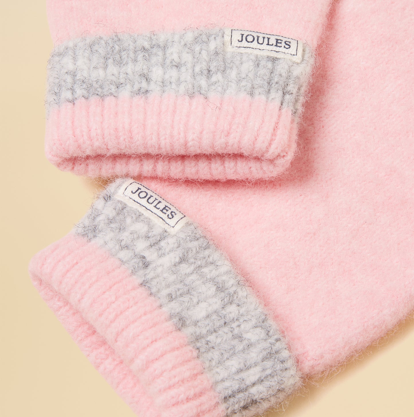 Joules POPLEY STRIPE Womens Gloves Pink/Grey