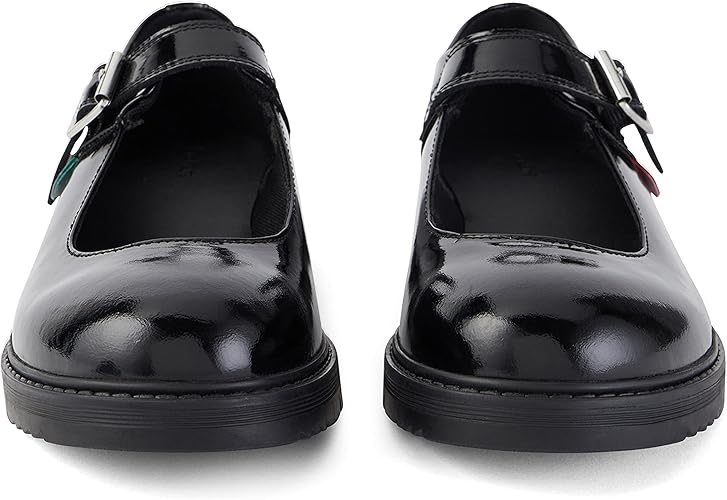 Kickers 116233 FINLEY MJ Girls School Shoes Patent Black