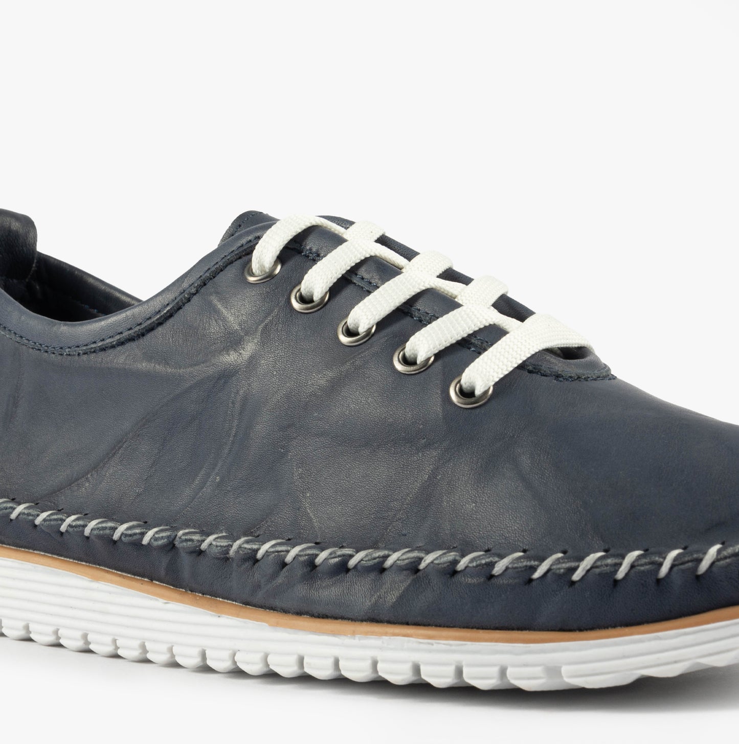 L988NC Womens Soft Leather Lace-Up Shoes Navy