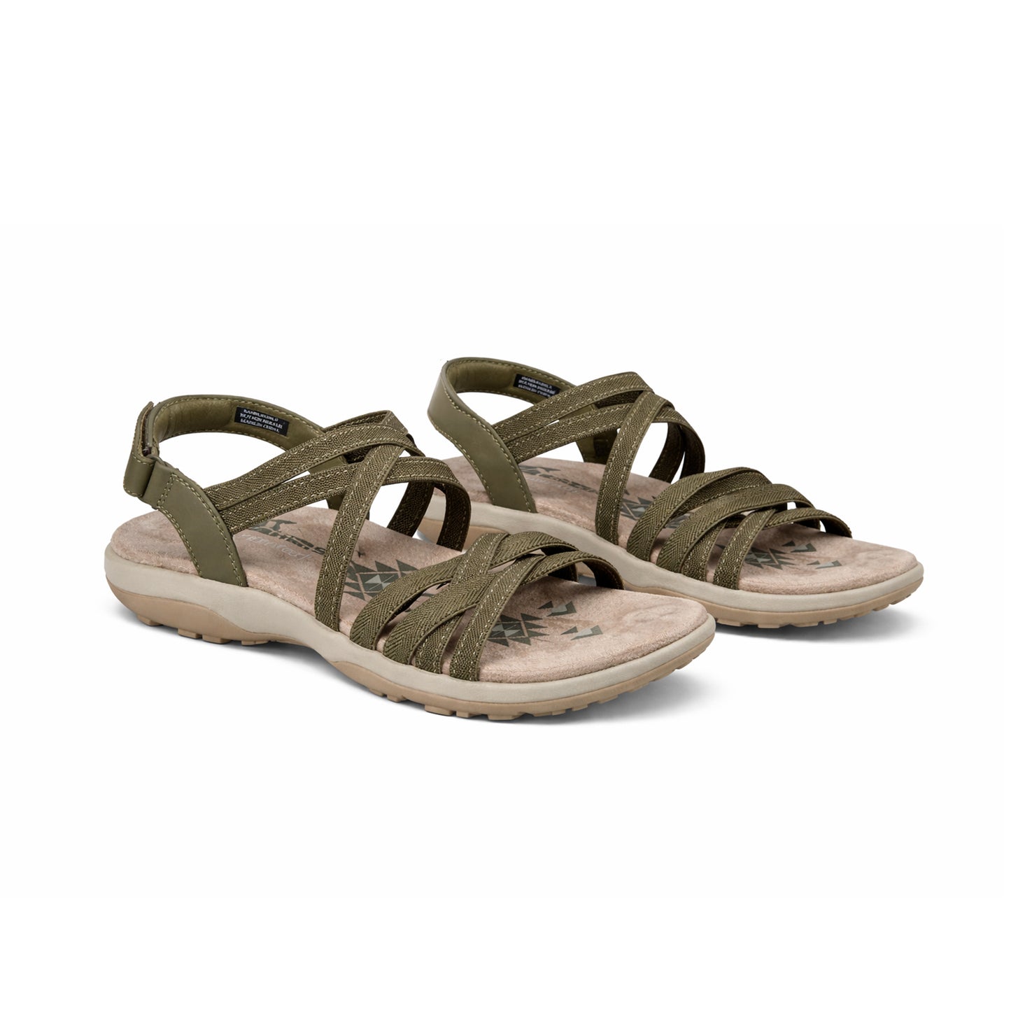 Skechers REGGAE SLIM - SUMMER GETAWAY Womens Cross Strap Sandals Olive