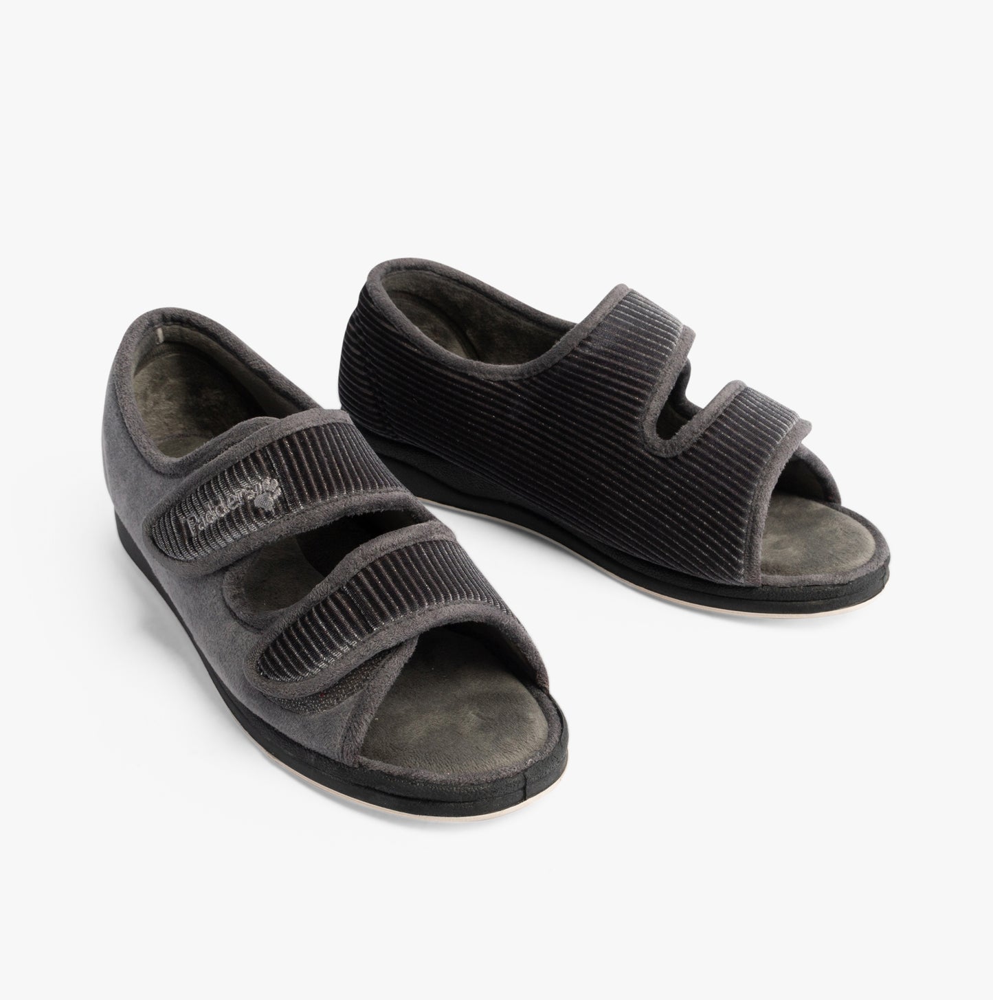 Padders LYDIA X Womens (6E Fit) Touch Fasten Slippers Grey