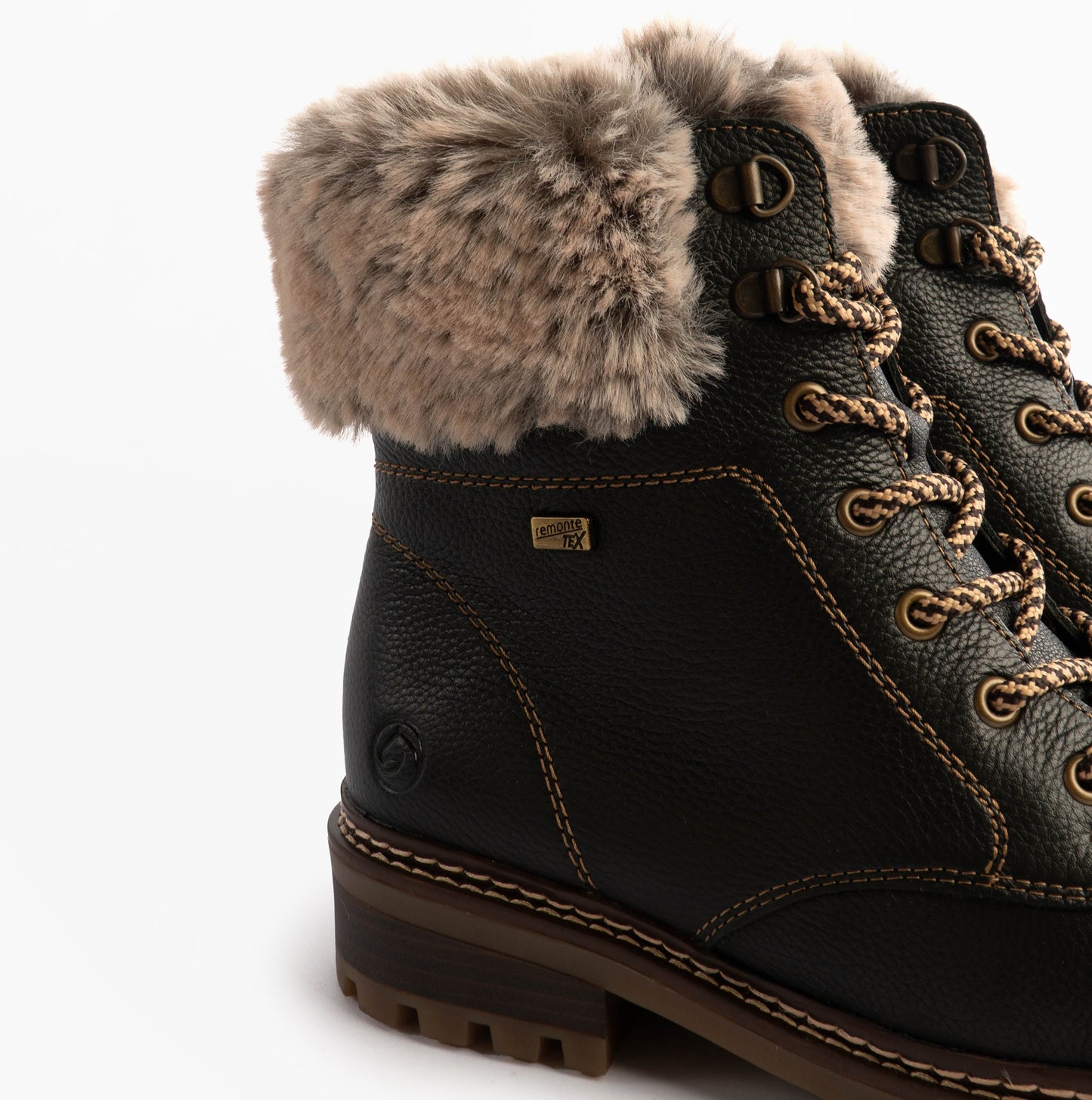 D0B74-01 Womens Fur Ankle Boots Black