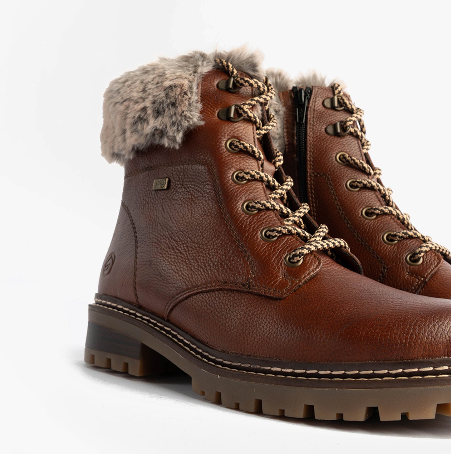D0B74-24 Womens Fur Ankle Boots Brown