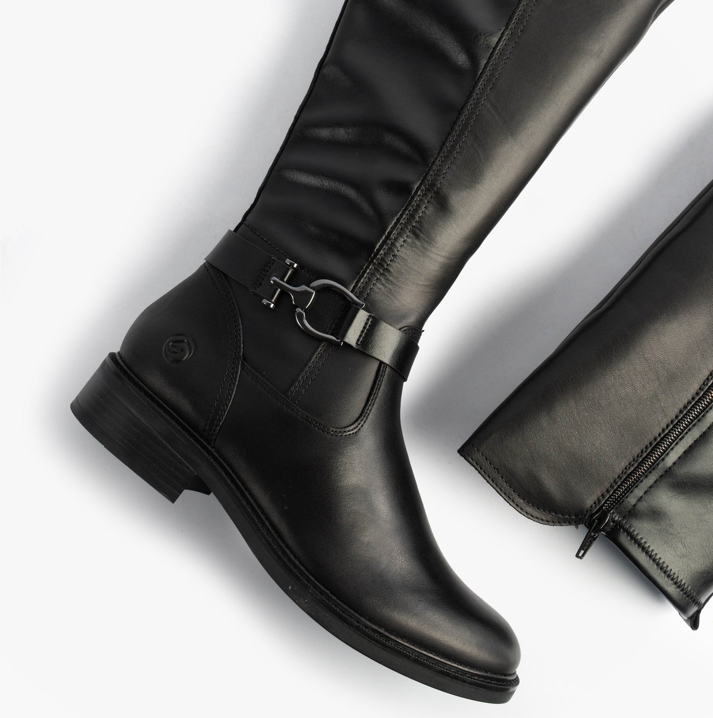 Womens Leather Tall Knee High Boots Black