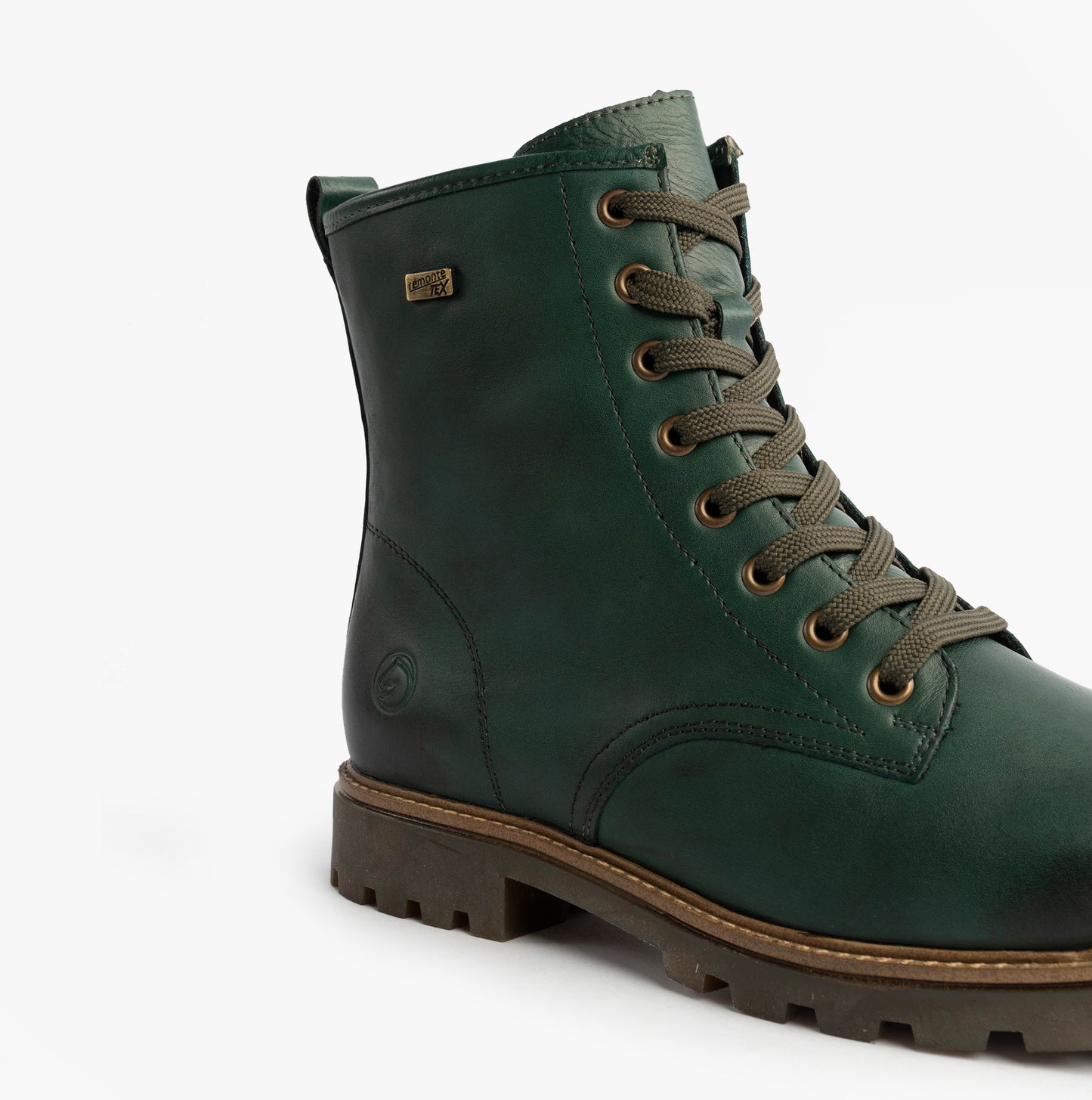 Womens Leather Ankle Zip Boots Green