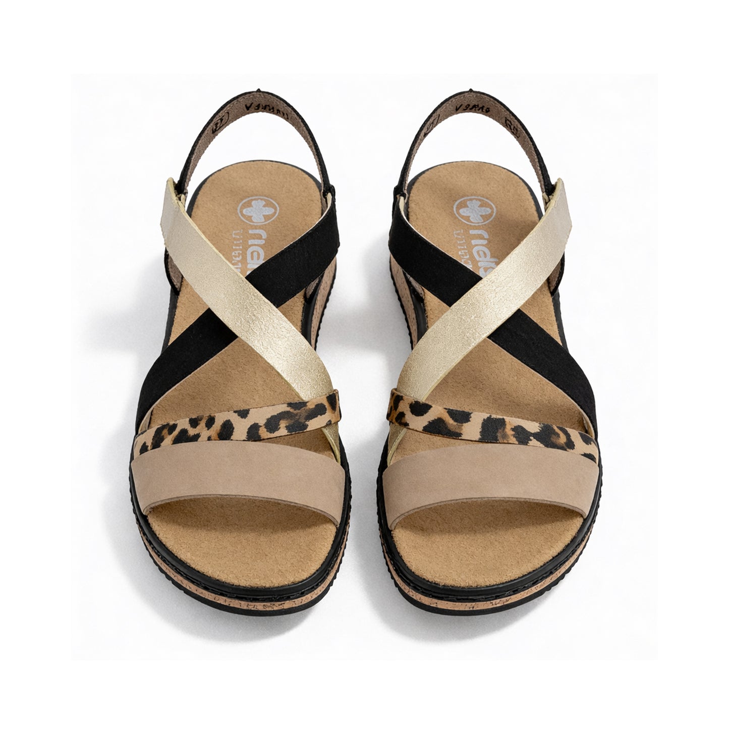 Rieker V3663 Womens Cross Strap Sandals Multi