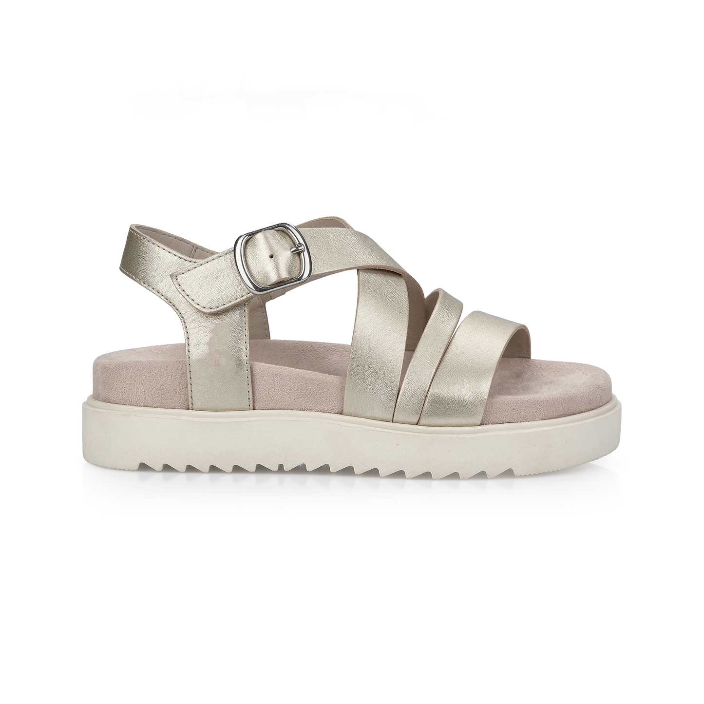 Rieker V5663 Womens Ankle Strap Sandals Light Gold