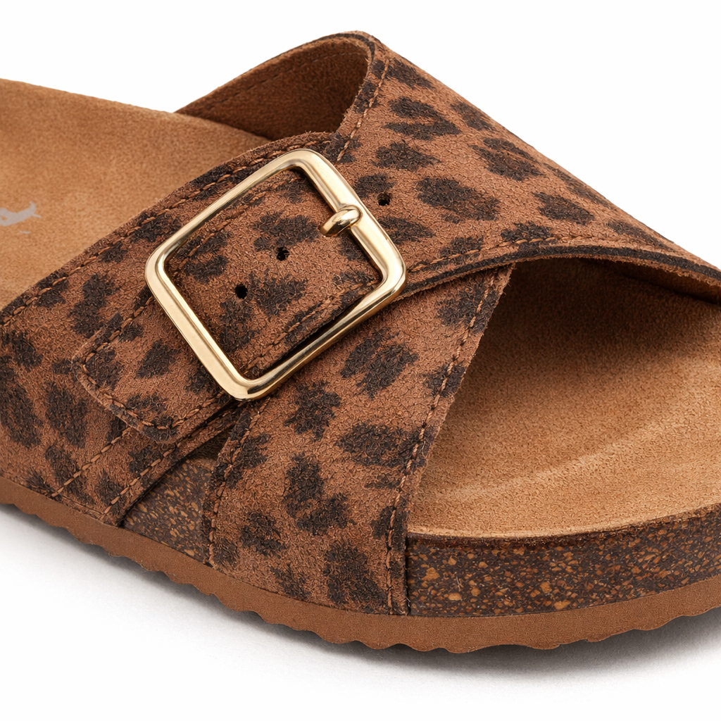 Rocket Dog ANNIE TIGG LEOPARD Womens Cross Strap Sandals Tan