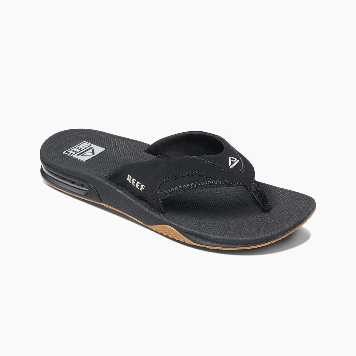 FANNING Mens Toe-Post Sandals Black/Silver